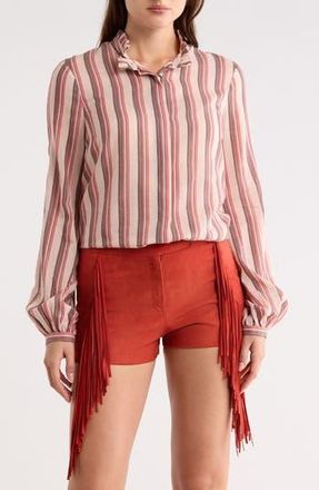 Longchamp Stripe Button-Up Shirt in Powder at Nordstrom Rack, Size 8 Us / 40 Fr