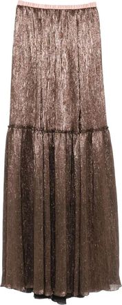 Forte_Forte Lam&eacute; Froiss&eacute; Maxi Rok - Dames - Maxi Rokken - Bruin - S - Rokken