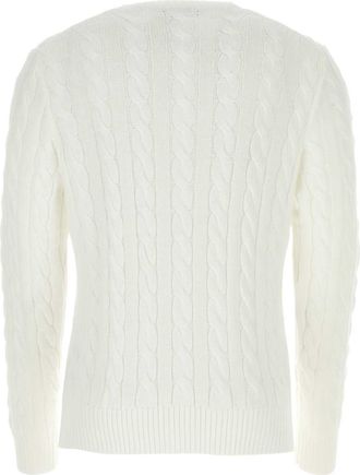Polo Ralph Lauren Mens White Cotton Sweater Exterior: Maglieria