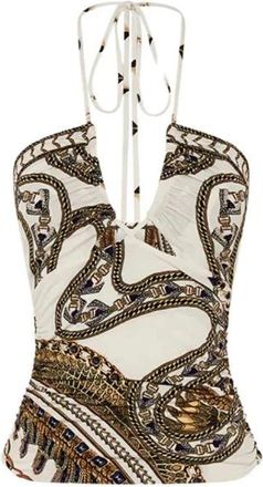 Camilla Luxe Halternek Top met Kristalversieringen - Dames - Tops zonder mouwen - Veelkleurig - XS - Tops
