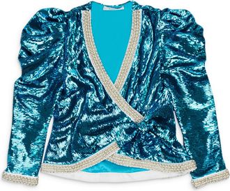 Rodarte SEQUINED TEAL WRAP JACKET