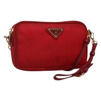 Prada Pre-owned Vintage Mini Nylon Schoudertas - Dames - Vintage Mini Tas - Rood - ONE Size - Nylon - Vintage