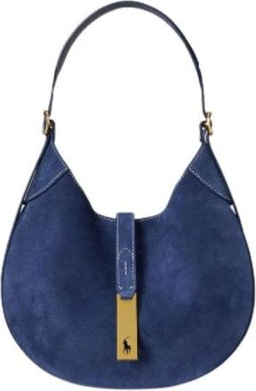 Polo Ralph Lauren Tassen, Dames, Blauw, ONE Size, Leer, Saddle Bag