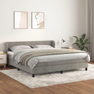vidaXL Vidaxl - Cama Box Spring Con Colch&oacute;n Terciopelo Gris Claro 180x200 Cm