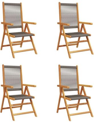 vidaXL Vidaxl - Reclining Garden Chairs 4 pcs Grey Solid Wood Acacia