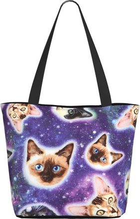 AOOEDM Face Of Cats Is Colorfully Ladies Shopping Bag 13x11x7in.The Perfect ValentineS Day Gift.It Is The Best ValentineS Day Gift For Mom, Daughter, Wife,Et
