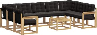 vidaXL Conjunto De Sof&aacute;s De Exterior 10 Uds. Blanco Y Negro Vidaxl