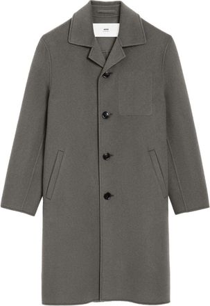 Ami Single-Breasted Coat with Notched Lapel