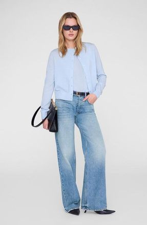 Anine Bing Moni Crop Cardigan in Pale Blue at Nordstrom, Size X-Small