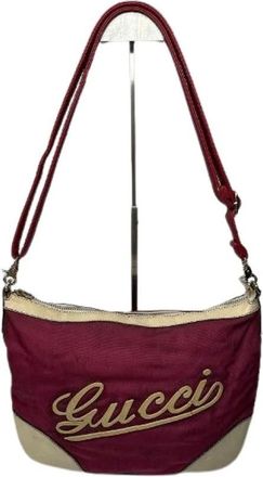 Gucci Pre-owned Cross Body Bags, female, Purple, Size: ONE SIZE Pre-owned Vintage Canvas Shoulder Bag