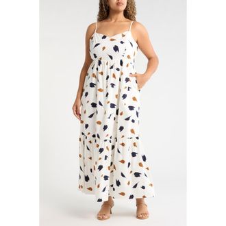 Sugarlips Devania Brush Cabana Flowy Maxi Dress in Navy-Multi at Nordstrom, Size 2 X
