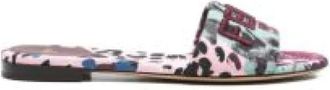 Fendi Sliders, female, Multicolor, Size: 8 1/2 US Logo-embroidery Floral-print Sandals