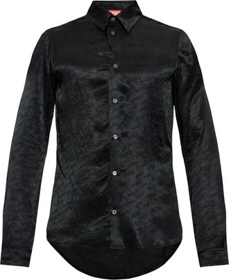 Diesel S-Kinny-Efbz Shirt - Heren - Zakelijke Overhemden - Zwart - 3XL - Satijn - Overhemden