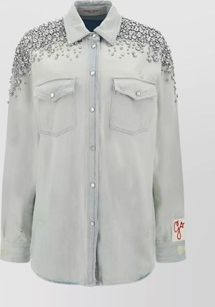 Golden Goose oversized cotton shirt with embellished shoulders