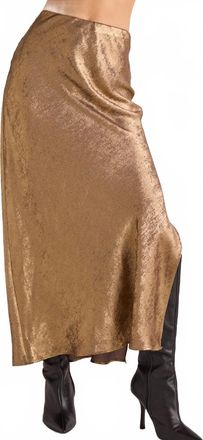 Bella Dahl Side Slit Bias Maxi Skirt In Gold Metallic