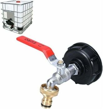 OEM Grifo Para Dep&oacute;sito Ibc De 1000 L Con Adaptador Doble Para Recogida De Agua De Lluvia, Fabricado En Lat&oacute;n Con Rosca Gruesa De 60 Mm (3/4)