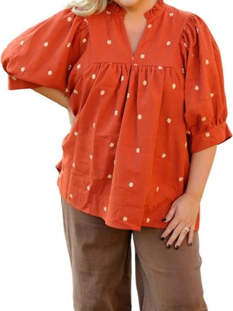 Entro Vintage Blossom Top In Red