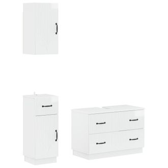 vidaXL Juego De Armarios De Ba&ntilde;o De 3 Piezas Hoorn Blanco Brillante Vidaxl