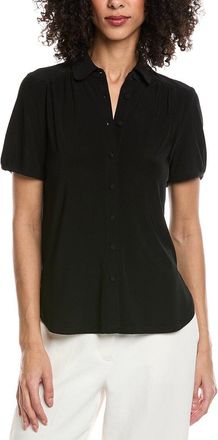 Anne Klein Petite Button Front Collared Top