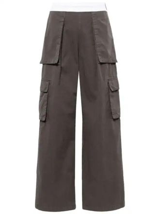 Alexander Wang Grey Wide-Leg Flap Pocket Cotton Cargo Pants