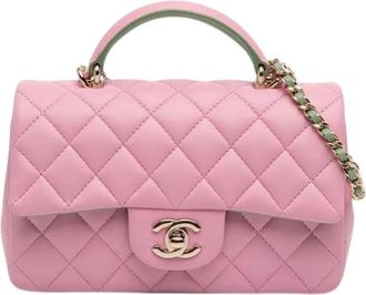 Chanel Pre-owned Quilted Satchel - Dames - Vintage Handtas - Roze - ONE Size - Leer - Vintage