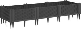 vidaXL Jardinera Con Clavijas Pp Negro 125x40x28,5 Cm Vidaxl