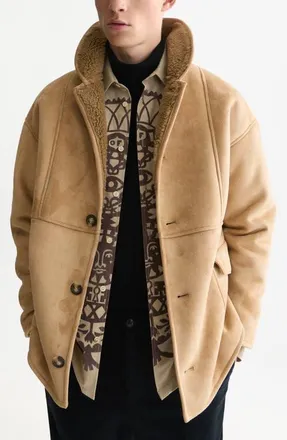 Scotch & Soda Faux Shearling Jacket in Tannin at Nordstrom, Size Xx-Large