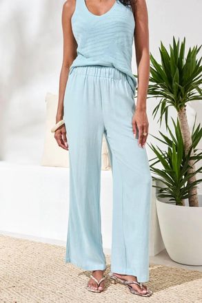 Tribal Womens Pull On Ankle Pant With Front Pockets In Light Aqua Sky