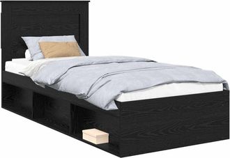 vidaXL Bed Frame with Headboard Black 90 x 190 cm Solid Pine Wood vidaXL