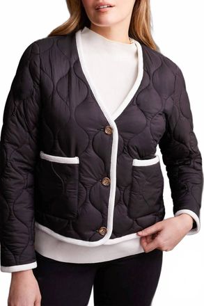 Tribal Womens Button Puffer Jacket In Black