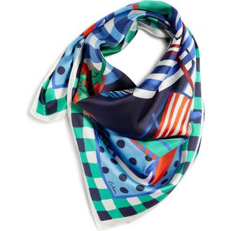 Echo Beach Picnic Silk Square Scarf in Ultramarine at Nordstrom