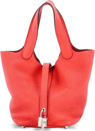 Herm&egrave;s Borsa a secchiello Picotin Lock PM in pelle Clemence - Rosso