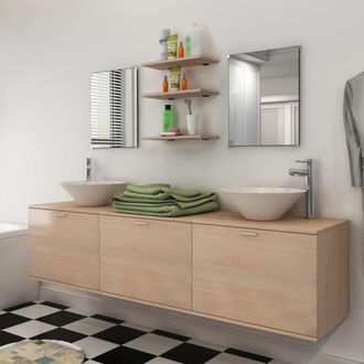 vidaXL Muebles Set Bath House 10 Pc Con Basin Y Beige Tap