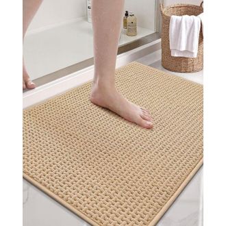 OEM Alfombrilla De Ba&ntilde;o Beige De Chenilla Con Base De Goma - Antideslizante, Absorbente, De Secado R&aacute;pido, Lavable - Alfombrilla De Ba&ntilde;o Est&aacute;ndar De 50 X 