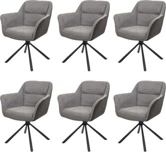 Hhg Nunca Usado] Juego De 6 Sillas De Comedor Hhg 659, Silla De Cocina Silla, Posici&oacute;n Autom&aacute;tica Giratoria, Tela Mvg, Imitaci&oacute;n Piel, Gris-gris Oscuro