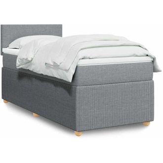 vidaXL Cama Box Spring Con Colch&oacute;n Tela Gris Claro 80x200 Cm Vidaxl