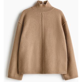 H&M Seam-detail Turtleneck Jumper in Dark Beige at Nordstrom, Size Xx-Small