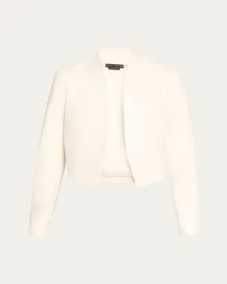 Alice & Olivia Harvey Draped Open-Front Leather Jacket