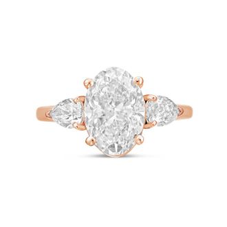 Diana M. Jewels 18kt rose gold lab grown 5ct oval diamond ring with pears on the sides