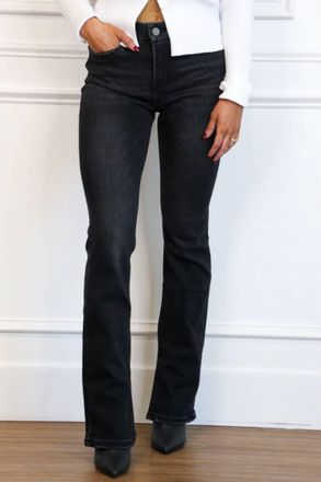 Flying Monkey Winsome Bootcut Slit Hem Jeans In Black