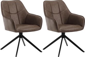 Woltu Woltu - Juego De 2 Sillas De Comedor Con Patas De Metal. Respaldo Y Asiento Giratorio. En Pu Marrone Vintage