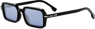 Fendi Selleria Rechthoekige Zonnebril - unisex - Zonnebrillen - Zwart - 51 MM - Nylon - Accessoires
