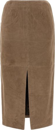 Rotate Beige Suede Skirt