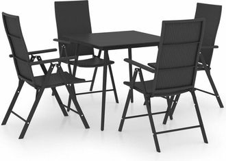 vidaXL Juego De Comedor Para Jard&iacute;n 5 Piezas Negro Vidaxl
