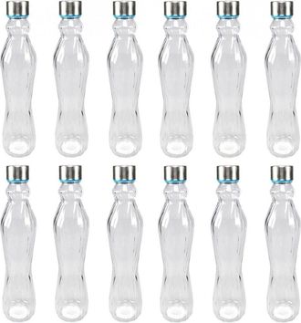 Trade Shop Trade Shop - Set 12 Pezzi Bottiglia In Vetro Con Tappo Acciaio 500ml Acqua Bevande