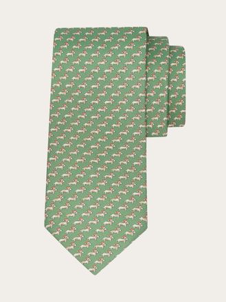 Ferragamo Men Dachshund print silk tie Green