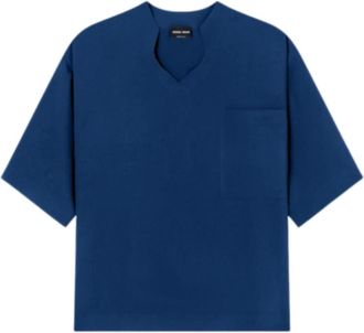 Giorgio Armani Live Cut Neckline Blouse - Dames - Blouses - Blauw - L - Overhemden