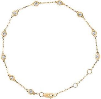 House of Brilliance 14K Gold 1/2 Cttw Bezel Set Lab Grown Diamond Station Bracelet in Yellow at Nordstrom