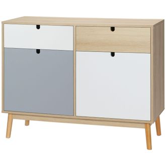 HOMCOM Armadietto 2 Ante E Cassetti Stile Nordico Mobile Multiuso Multicolore - Homcom