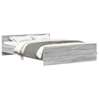 Berkfield Home Bed Frame with Headboard & Footboard Grey Sonoma 150x200 cm Kin | Size: King